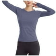 thumbnail image 5 of UTSJKR Workout Shirts for Women Long Sleeve Seamless Yoga Top Sports Running Shirt Breathable Gym Athletic Tops Slim Fit Coffee L, 5 of 9