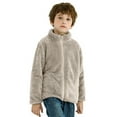 thumbnail image 3 of Karoyedx Toddler Girl Jackets Girls Fleece Jacket Kids Zip Up Hoodie Lightweight Fall Winter Jackets Outerwear with Pockets Khaki Size,7-8 Years, 3 of 3