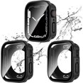 thumbnail image 1 of KOMI 2 Pack 2 in 1 Waterproof Case for Apple Watch Series 8 7 45mm, Straight Edge PC Front & Back Bumper with Tempered Glass Screen Protector 360 Protective Cover for iWatch (45mm), 1 of 5