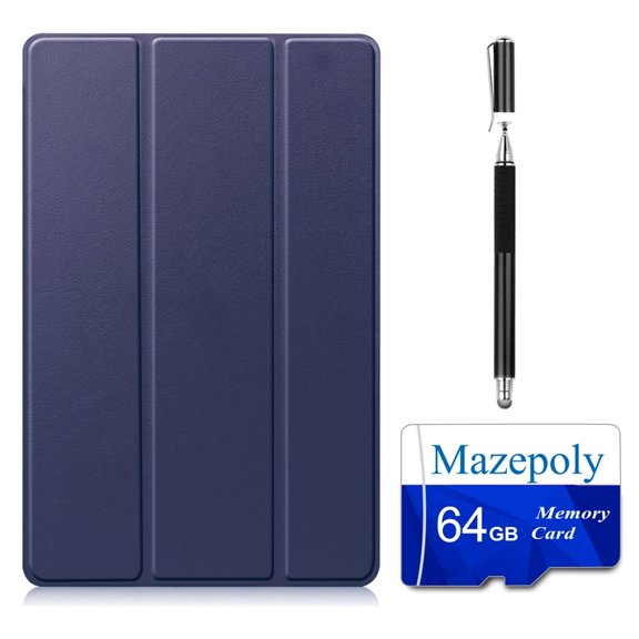 Pre-Owned Mazepoly Galaxy Tab A7 (SM-T500/T505/T507) Accessories Bundle: Samsung Tab A7 10.4 inch Smart Dark Blue Case, 64GB Memory Card with adapter and Disc and Fiber Tip 2-in-1 Stylus Capacitive Pen