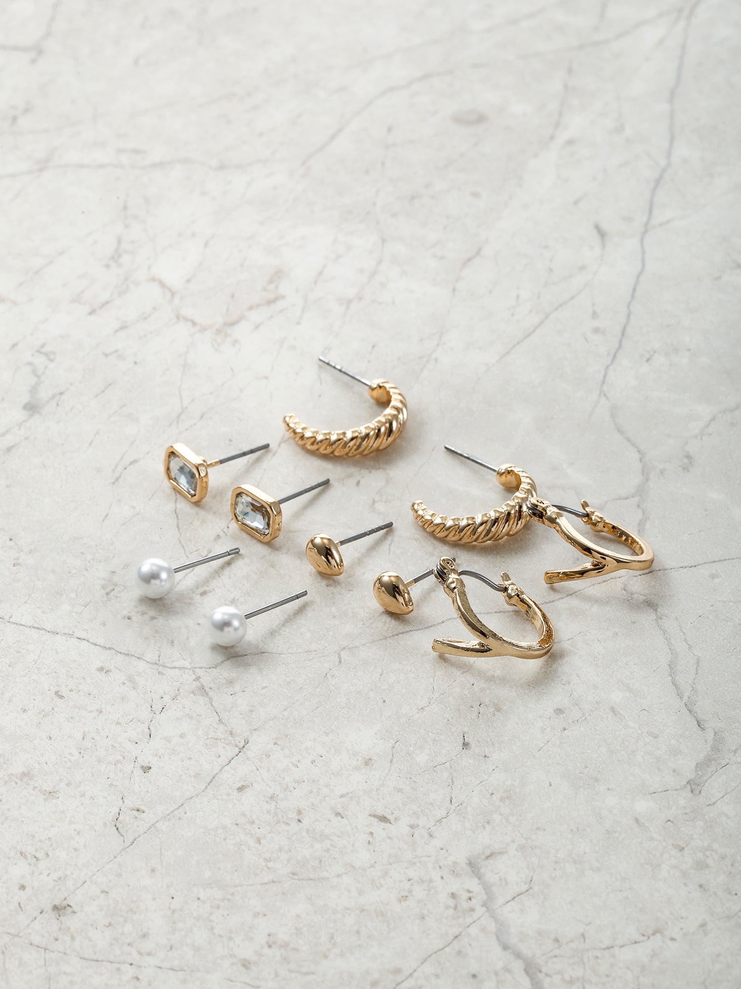 Time and Tru Goldtone Multi Earring Set, 5 Pairs, Initial V