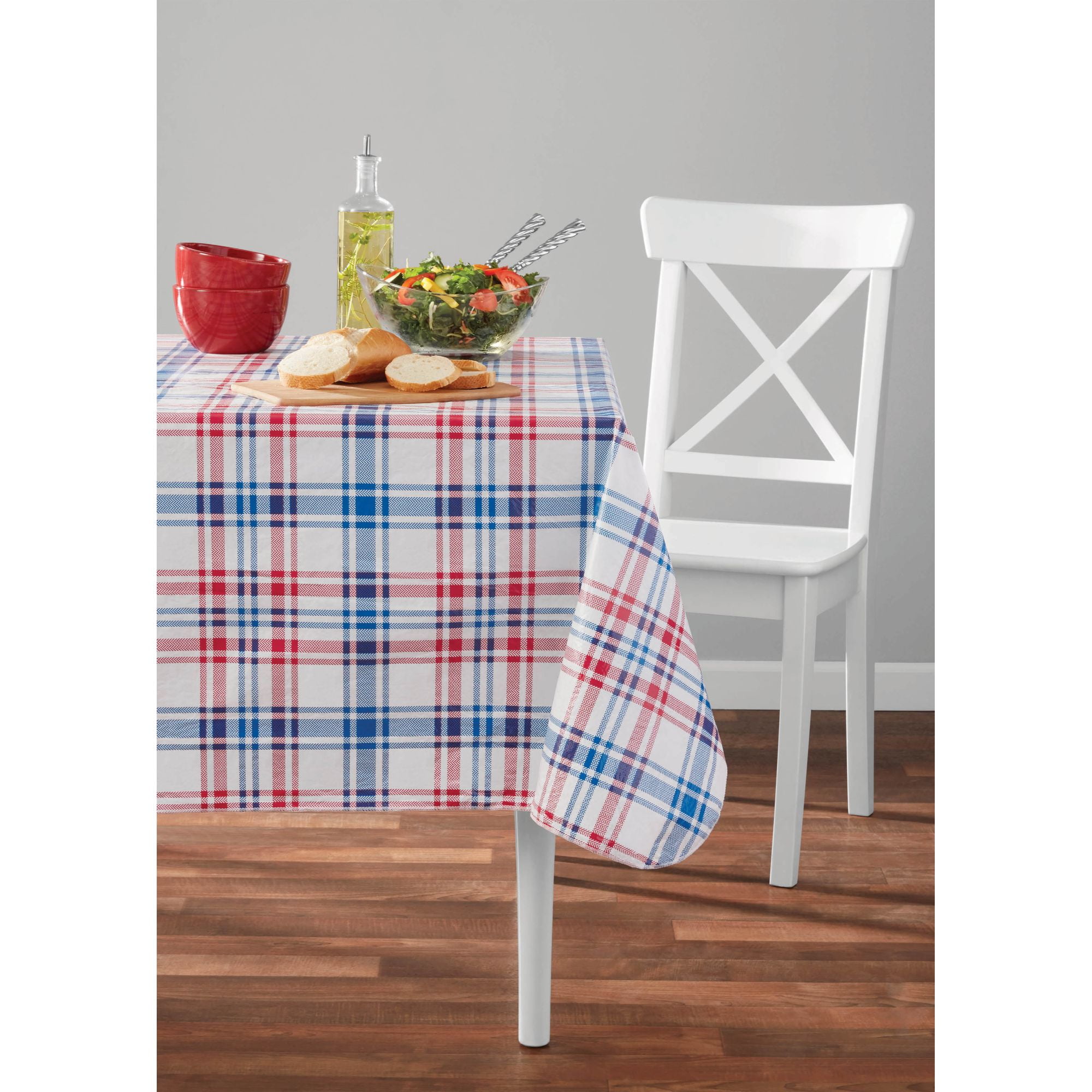 Mainstays Plaid Vinyl Tablecloth, Multicolor, 60"W x 102"L