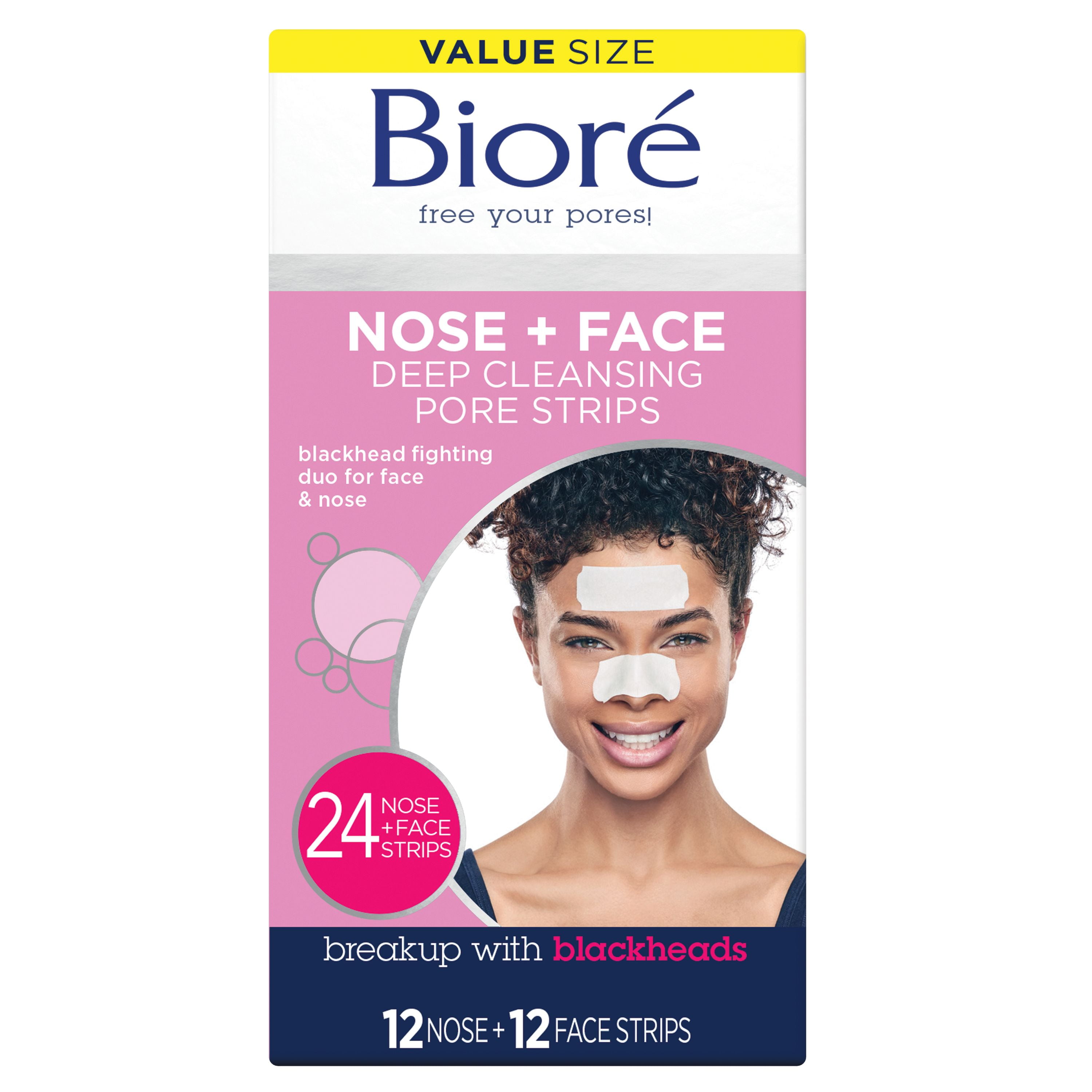 Biore Original Nose+Face, Deep Cleansing Pore Strips for Instant