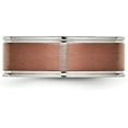 thumbnail image 4 of Chisel Titanium Brushed Center Brown IP-plated 8.2mm Grooved Edge Band - Ring Size 10.0, 4 of 8