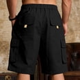 thumbnail image 5 of Camo Cargo Shorts for Men Elastic Waist Drawstring Shorts Summer Work Hiking Casual Outdoor Athletic Big & Tall Camouflage Cargo Shorts Multi Pockets Twill Quick Dry Golf Shorts,Black XL, 5 of 5
