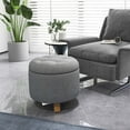 thumbnail image 2 of Costway Ottoman Rond Rembourré avec Pieds en Caoutchouc Solide Gris, 2 of 10