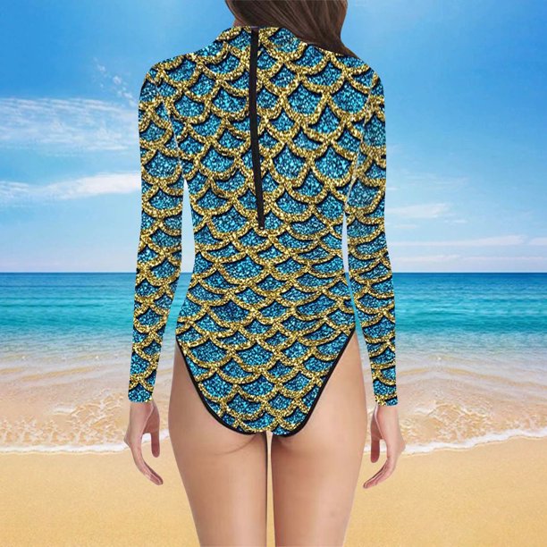 WILLBEST Traje de Baño Mujer control Abdomen Elegante Traje de Baño con Estampado de Escamas de Pescado para Mujer Combinación de Moda y Comodidad