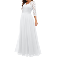 thumbnail image 1 of Robe Formelle pour Femme Robe de Mère de la Mariée Manches 3/4 Robe d'Invitée de Mariage Maxi Robe de Soirée Blanche P, 1 of 6