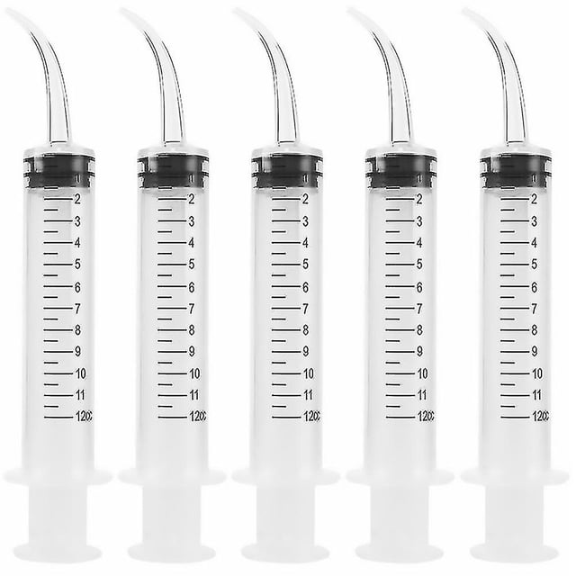 Jeringa de irrigación oral desechable de 5 piezas con puntas curvas para el cuidado bucal