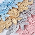 thumbnail image 6 of 1 Pair 3D Lace Applique, Sew on Flower Bead Patches Embroidery Floral Motif Beaded Lace Trim Fabric Pearl Appliques for Sewing Wedding Bride Dress Veil Clothes Decoration (White), 6 of 8