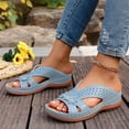 thumbnail image 5 of Wide Sandals for Women,Womens Wedge Sandals,Summer Slippers for Women,Women's Sandals,Walking Sandals Women,Women's Fashion Plus-Size Retro Floral Open-Toe Sandals,Blue,7.5, 5 of 7