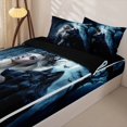 thumbnail image 3 of Erosebridal Gothic Witch Wolf Zipper Full Size Comforter Sets with Fitted Sheet and 2 Pillowcases,Jungle Animals Zipper Bedding Set For Boys,Black Reversible,4pcs, 3 of 7