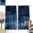 thumbnail image 4 of Moon Starry Curtains, Watercolor Blue Night Sky Starts Pattern Window Treatments, Rod Pocket Thermal Insulated Drapes 2 Panels Set for Children Bedroom Living Room, 72" W X 63" L, 4 of 8
