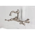thumbnail image 4 of Kingston Brass KS3258BL Vintage Double-Handle Wall-Mount Bridge Kitchen Faucet, Brushed Nickel, 4 of 7