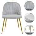 thumbnail image 5 of Newnno Velvet Modern Dining Chairs Set of 4, Upholstered Armless Accent Side Chair with Metal Legs for Kitchen Dining Room, Grey, 5 of 5
