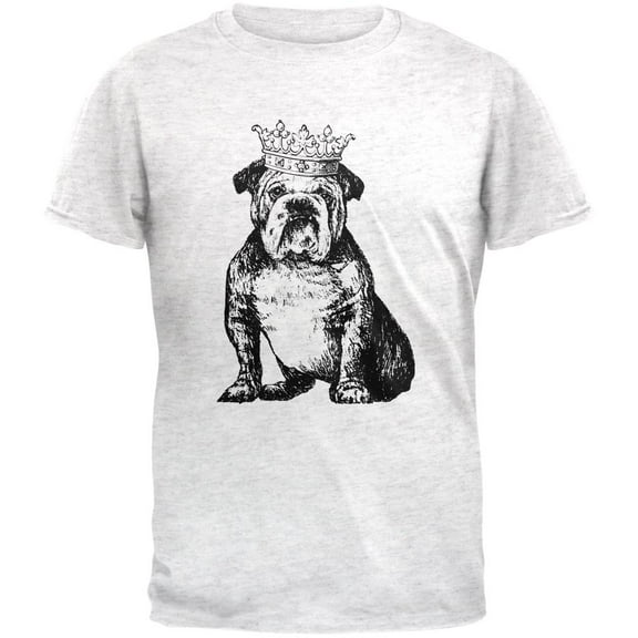 Bulldog Crown Mens Soft T Shirt Heather White LG