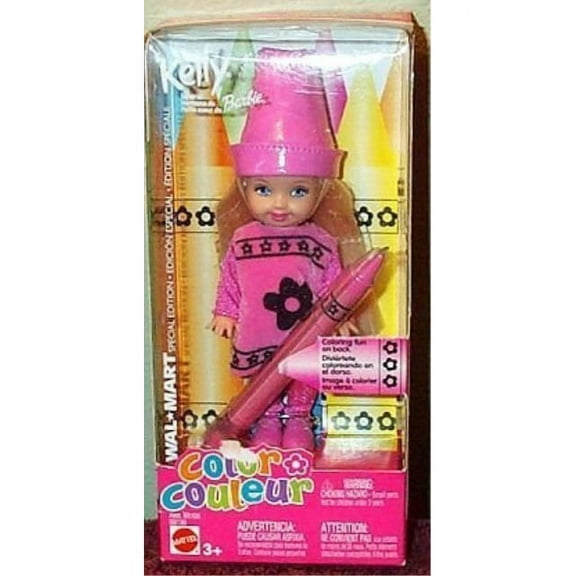 Barbie Kelly Color Pink 4" Doll with Pink Crayon