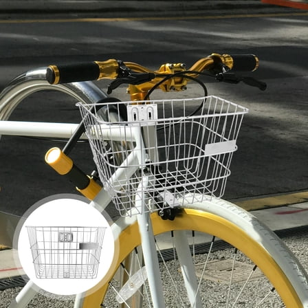 WEUVEB Fast Release Bike Basket Front Rectangular Stainless Steel 1Set For Grocery Runs