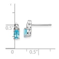 thumbnail image 3 of 14K White Gold Earring Birthstone (12) December Women'S Swiss Blue Topaz Oval Diamond Round 9 mm 4, 3 of 3