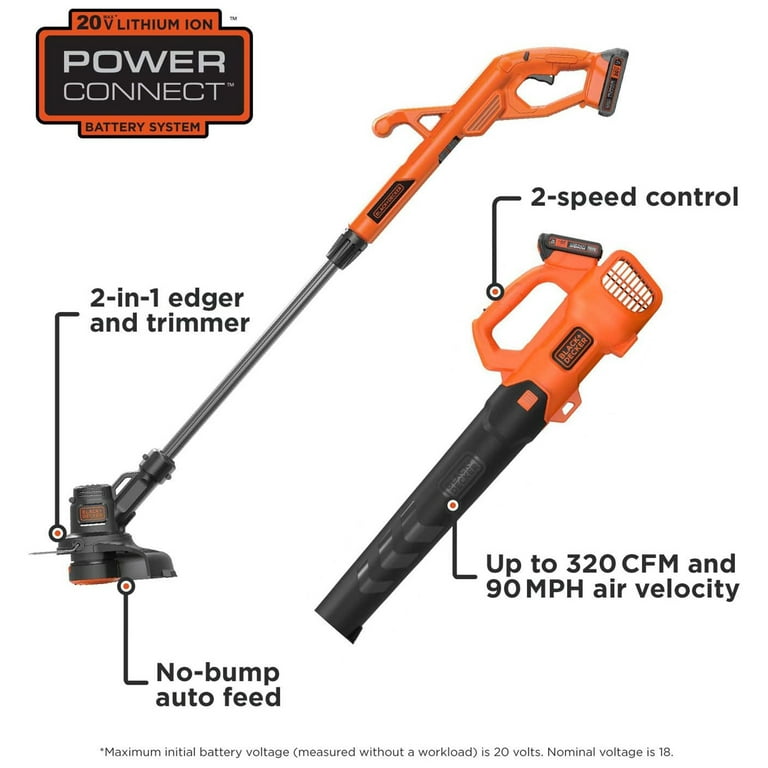 BLACK+DECKER 20V Powerconnect Axial Leaf Blower & String Trimmer Combo Kit