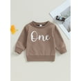 thumbnail image 2 of Baby Boy Girl First Birthday Outfit Crewneck Long Sleeve Sweatshirt Pullover Top Fall Winter Clothes, 2 of 8