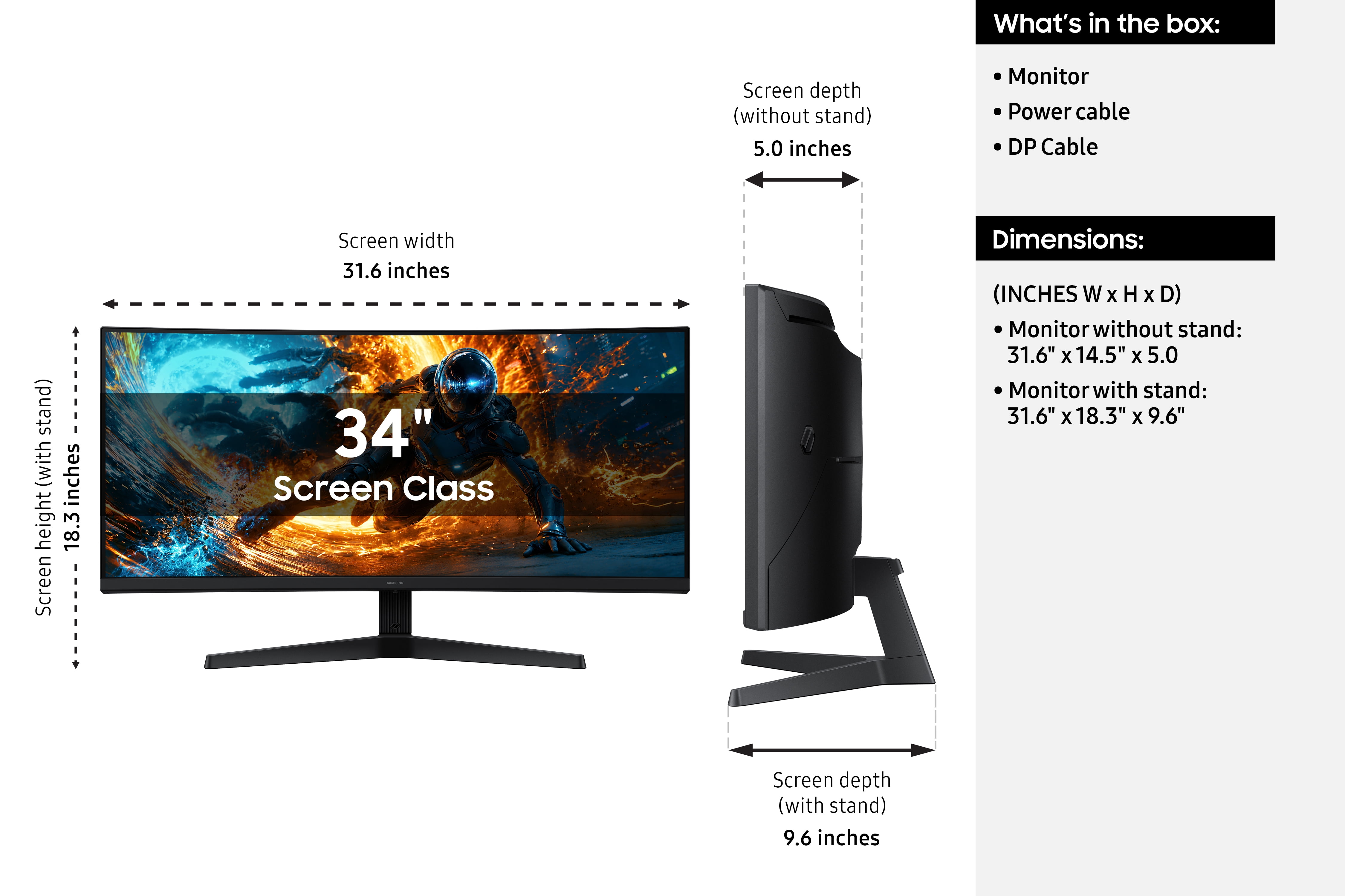 Samsung 34" Odyssey G5 G55H Ultra WQHD 180Hz Gaming Monitor
