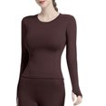thumbnail image 4 of ZUKMRJPC Womens Workout Shirts Long Sleeve Slim Fit Crewneck Yoga Tees Casual Sports Running Breathable Athletic Tops with Thumb Holes, 4 of 5