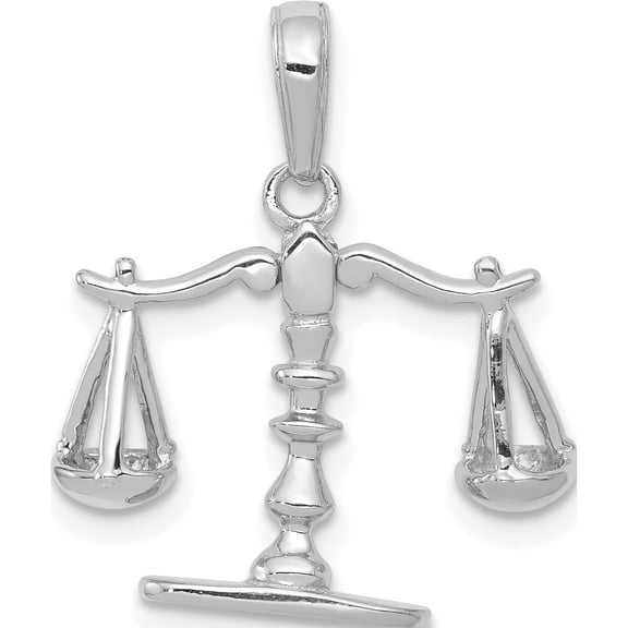 14K White Gold 3-D Moveable Scales Of Justice Pendant (20 X 20) Made In United States c3122w