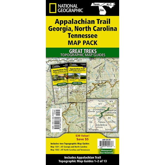 National Geographic Trails Illustrated M Appalachian Trail: Georgia, North Carolina, Tennessee [Map Pack Bundle], (Paperback)