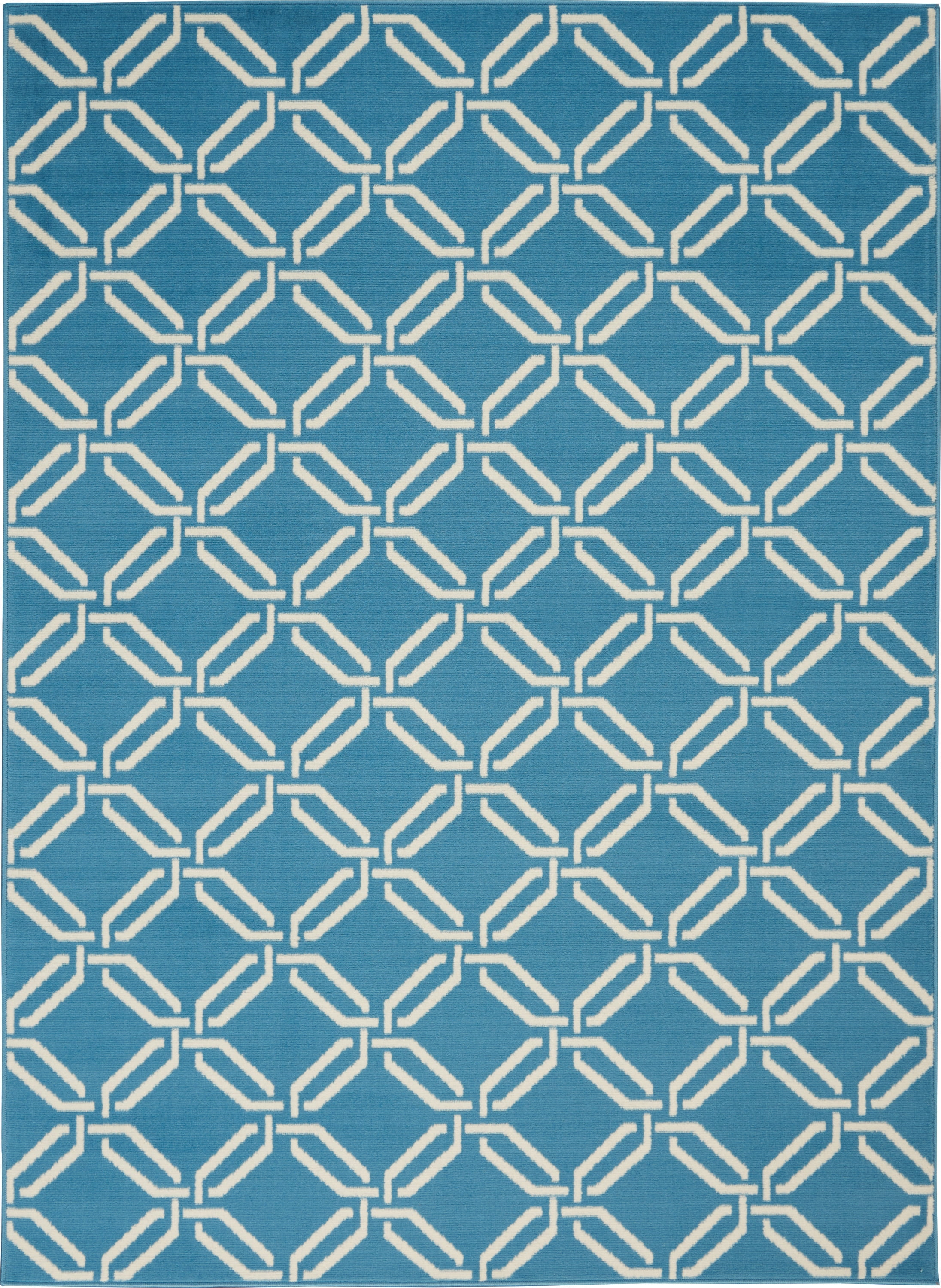 Nourison Bliss Transitional Trellis Blue 5'3" x 7'3" Area Rug, (5' x 7')