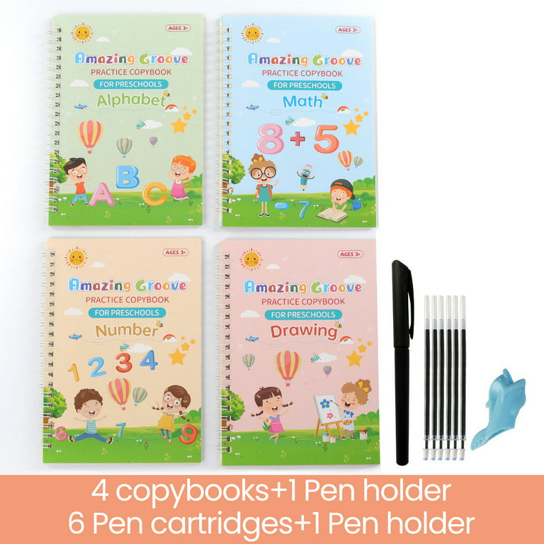 Handwriting Practice for Kids, Reusable Magic Ink Copybooks Grooved  Handwriting Book Practice Workbooks Grooves Template Design & Handwriting  Aid