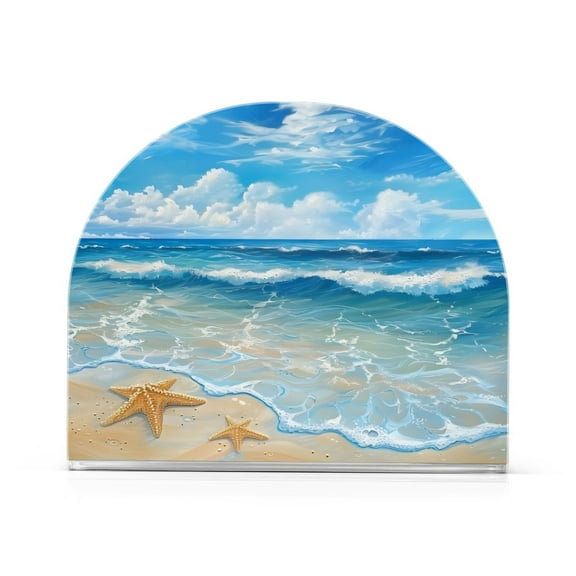 Ryvnso Sea Star on Beach Sky View Acrylic Napkin Holder Table Kitchen Paper Tissue Organization