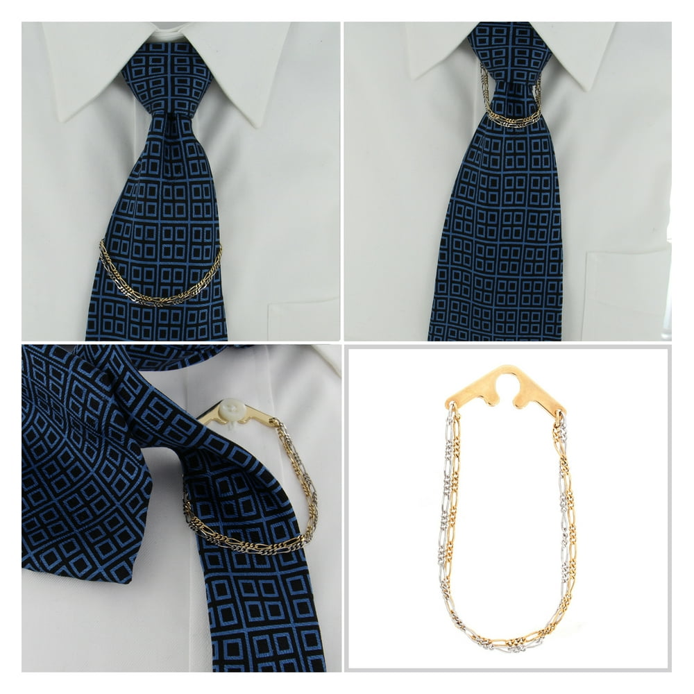 Private Label Tie Chain Two Tone Double Figaro Button Hole Attachment