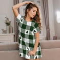 thumbnail image 6 of Bixox Green White Lumberjack Plaid Pattern Women's Nightgown, Soft & Breathable Sleepwear, Round Neck Knee-Length Pajama Dress,Loungewear for Home & Sleep, 6 of 7