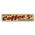 thumbnail image 2 of Hot & Fresh Coffee Novelty Sign, Metal Wall Decor - 4x18 inches, 2 of 4
