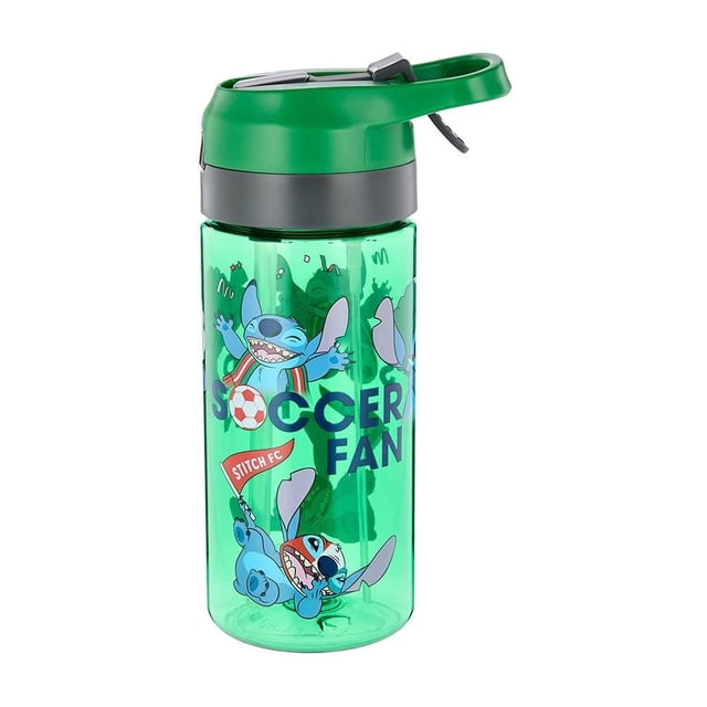 Botella Disney Stitch de Plástico con Tapa y Popote de 500 ml.