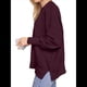 thumbnail image 2 of Suéteres de Murciélago Extragrandes para Mujer, Conjuntos de Otoño 2025, Suéteres de Cuello Redondo de Punto con Abertura Lateral, Tops de Moda. Vino Tinto XL, 2 of 7