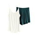 thumbnail image 2 of Mqqzkk Women's 2 Piece Pajama Outfits Sleeveless Ruffle Tank Top Baggy Shorts Set Loungewear Pjs Suits Sleepwear L, 2 of 3