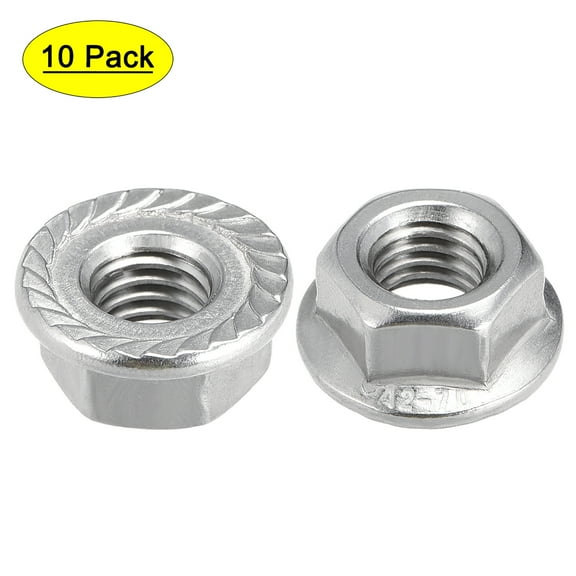 M8 Serrated Flange Hex Lock Nuts 201 Stainless Steel 10 Pcs