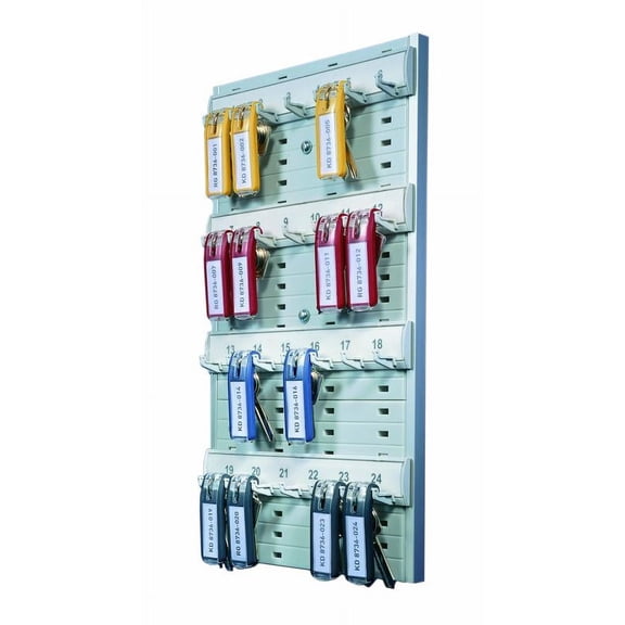 DURABLE Open Key Rack, Holds 24 Key Tags, 14-3/8 x 8-3/4 x 1-3/8 inches, Plastic, Gray (195610)