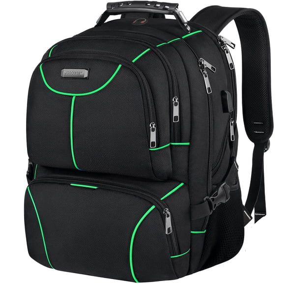 VECKUSON Laptop Backpack, 15.6 Inches, Green, Unisex, Waterproof, USB Charging Port, Insulated, TSA Approved, Anti-Theft, Durable Polyester Nylon Fab