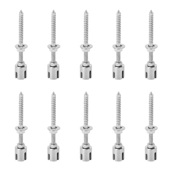 10Pcs Cross Cable Clamps 316 Stainless Steel Corrosion Resistant Cross Wire Clamps with Thread Rod for Ropes Below 3/4mm 3mm / 0.12in