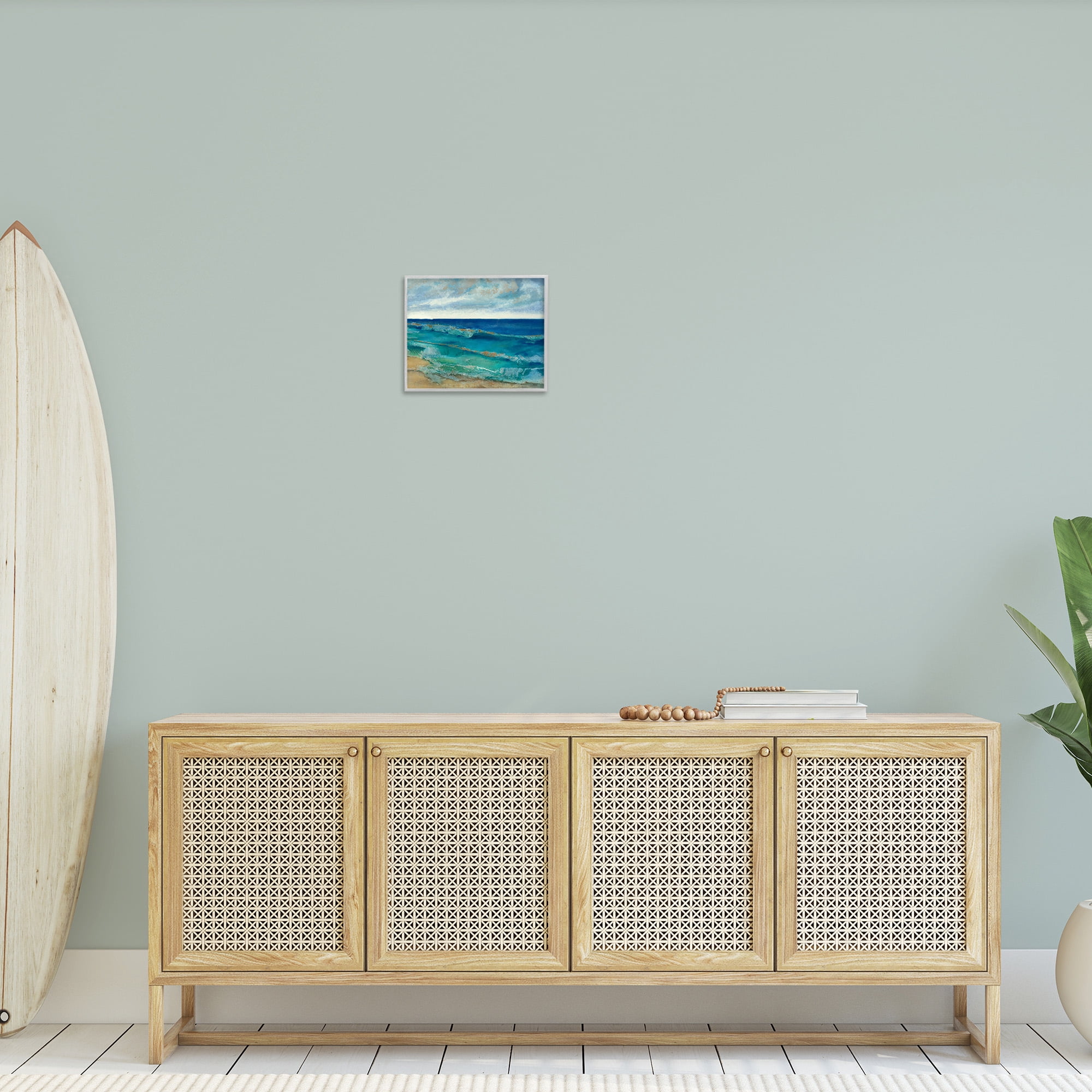 Stupell Industries Abstract Pattern Beach Landscape Painting Gray Framed Art Print Wall Art, 14 x 11