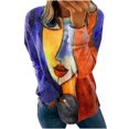 thumbnail image 2 of ICHUANYI Liquidación Mujeres Moda Impreso Casual Cuello Redondo Manga Larga Suelta Camiseta Blusa Tops ICHUANYI WER202308230484, 2 of 8