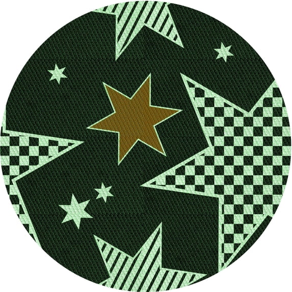 Ahgly Company Indoor Round Patterned Green Pepper Green Area Rugs, 6' Round