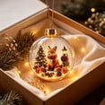 thumbnail image 3 of Light Up Animal Christmas Ball Ornament for Tree Decor, Glowing Christmas Balls Ornament with Mini Fox & LED Warm Lights, Clear Winter Scene Balls for Mantel Window, Holiday Keepsake, 3 of 7
