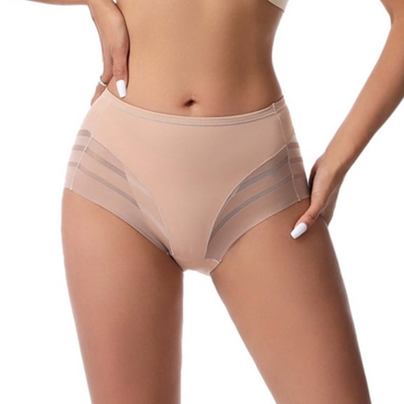 WRKEKC Seamless Underwear for Women Silk Blend High Elasticity Mid Waist Plus Size Breathable Mesh Butt Lifting Soft Triangle Panties