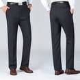 thumbnail image 2 of Rexolia Mens Classic Fit Dress Pants Vintage Straight Leg Side Pockets Business Casual Trousers Dark Gray 40, 2 of 5