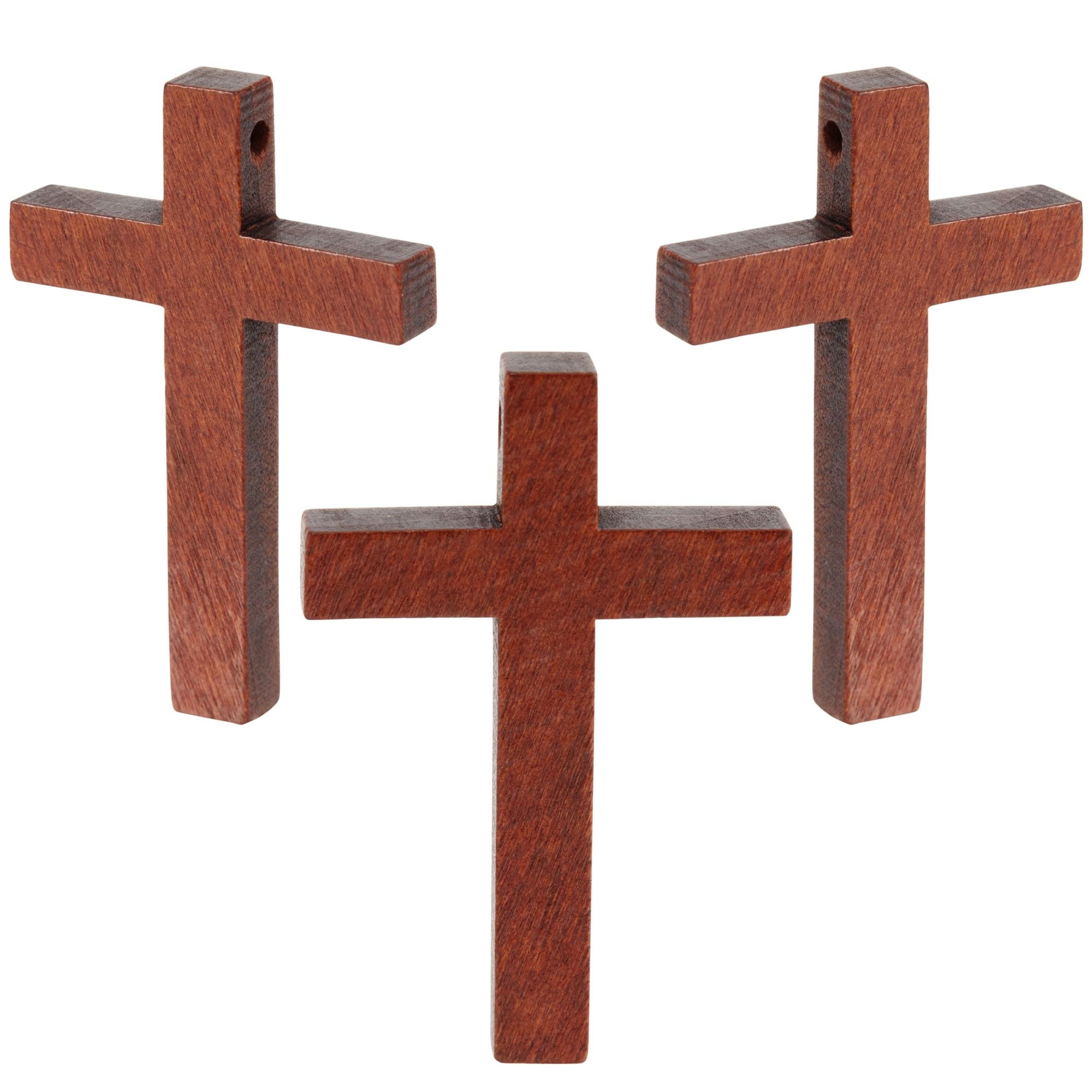 50 Pack Bulk Small Cross Set for Crafts, Wooden Cross Charms for