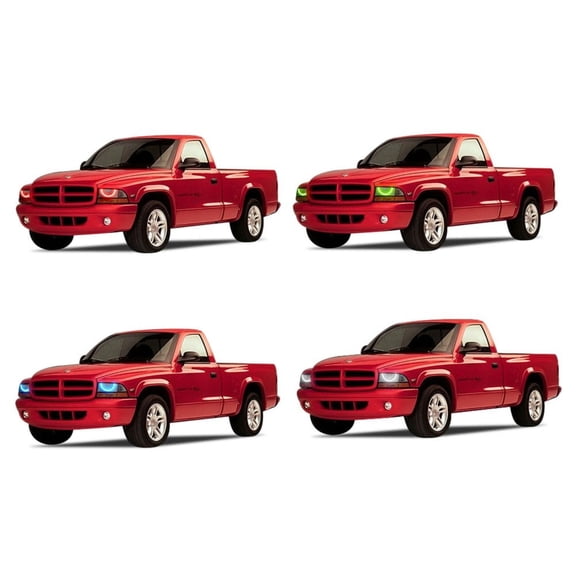 Flashtech LED RGB Multi Color Halo Ring Headlight Kit for Dodge Dakota 97-04 V.3 Fusion Color Change